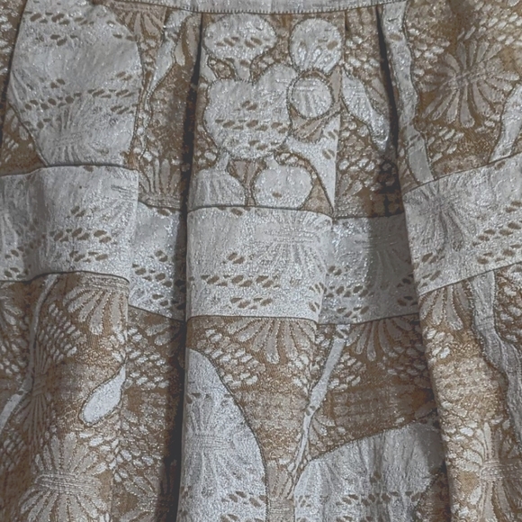 New Project Alabama Anthropologie Gold Copper Cream Metallic Mini Pleated Skirt - Picture 5 of 6